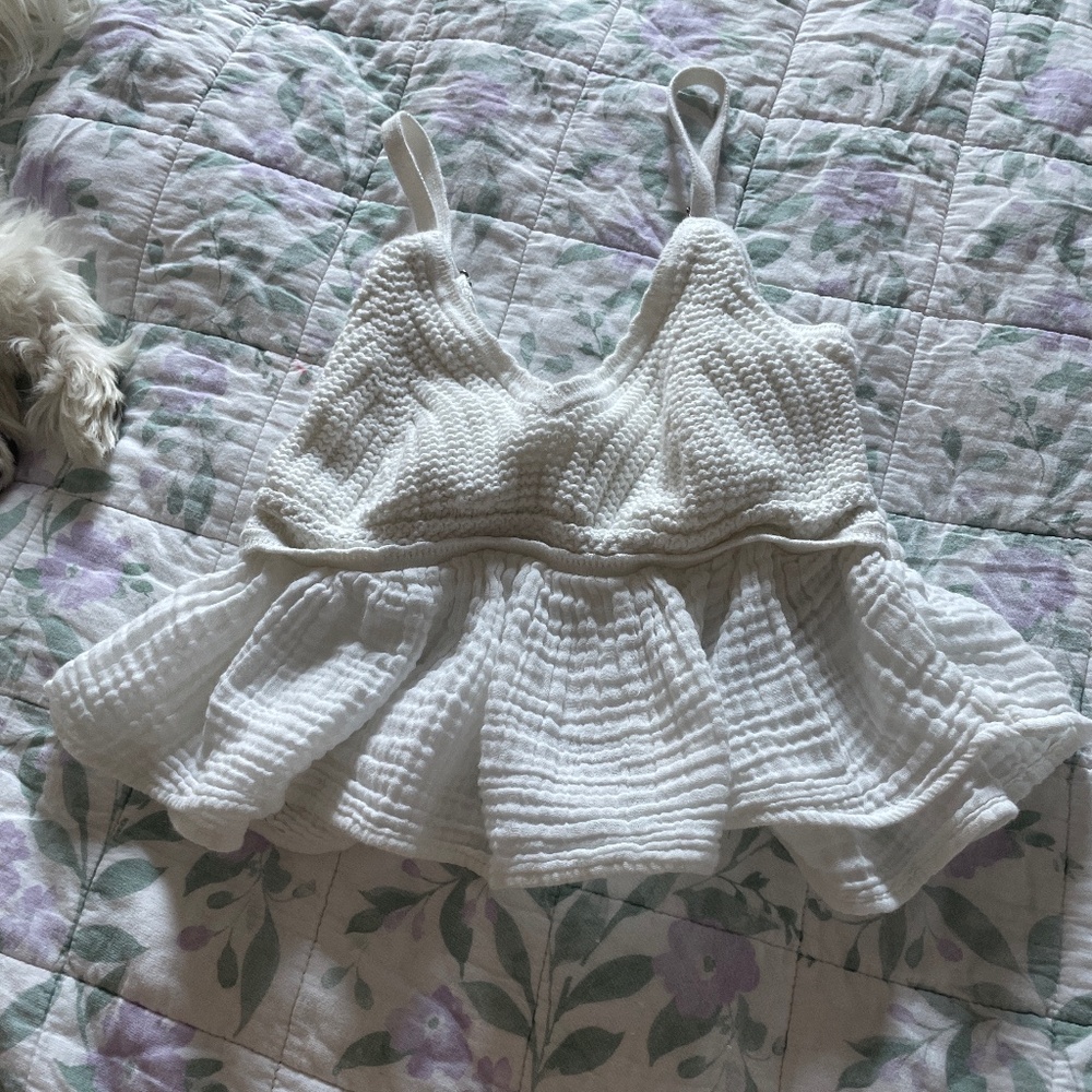 white baby doll cropped top